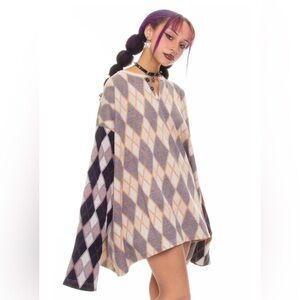 Tunnel Vision Argyle Darlene Henley Oversized Sweater S